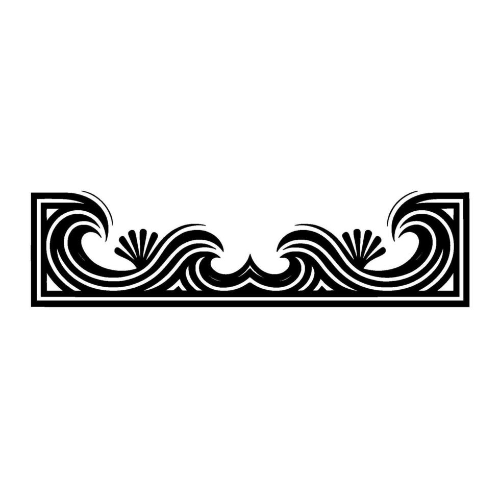 Elegant Art Deco Wave Border in Black and White. vector