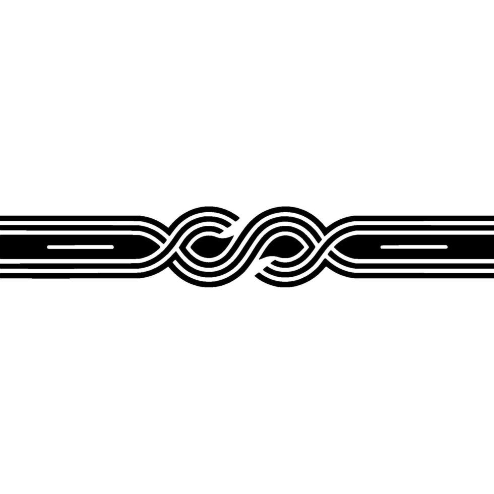 Abstract Intertwined Lines - Minimalist Black White. vector