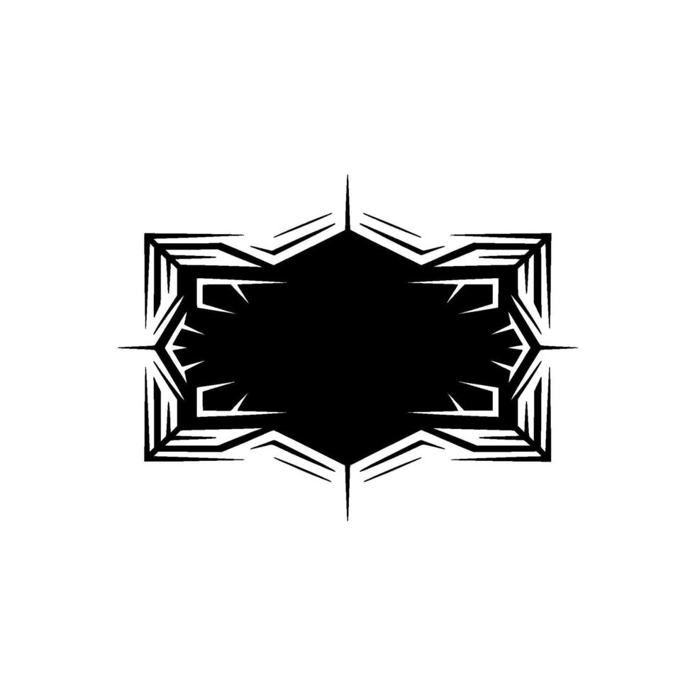 Geometric Starburst Frame in Black White on Light Gray. vector