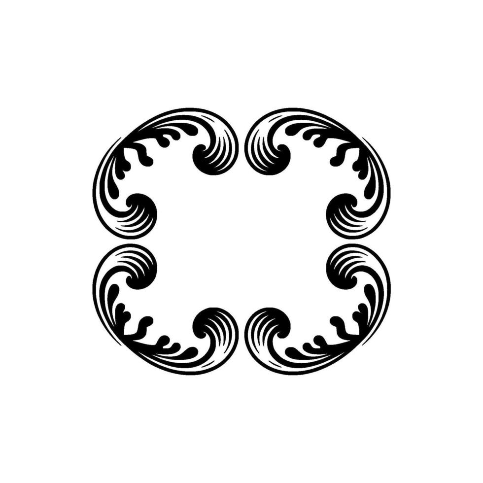 Elegant Black Swirl Frame on Neutral Background. vector