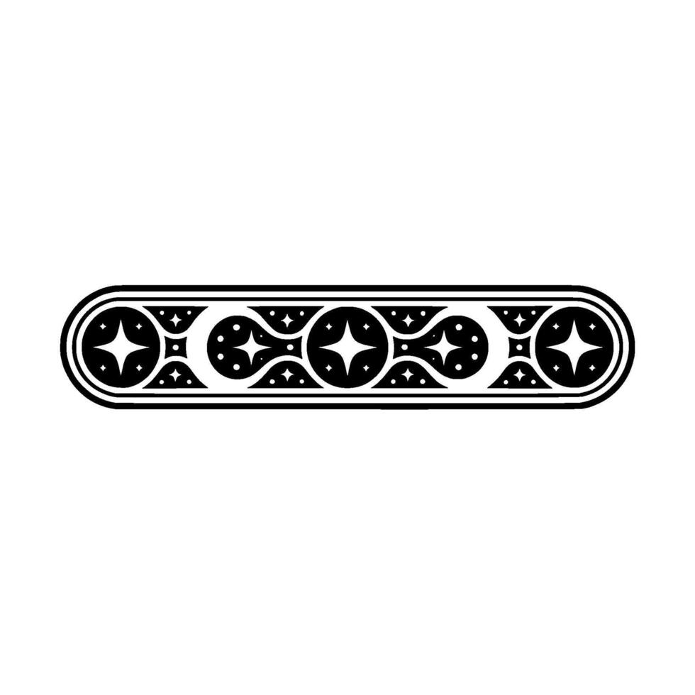 Celestial Ornament Geometric Border , Stars, Moon, Black White. vector