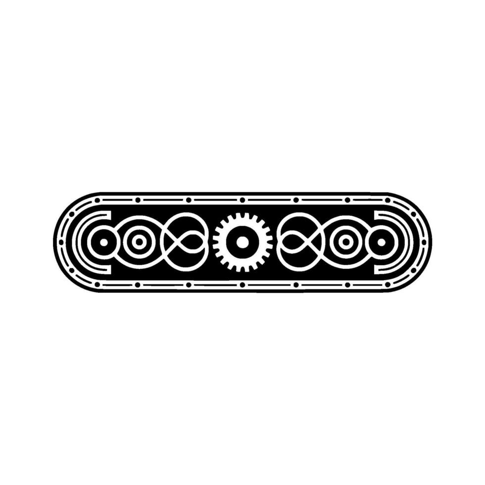 Steampunk Border Element Geometric , Retro Style, Industrial Gear Motif. vector