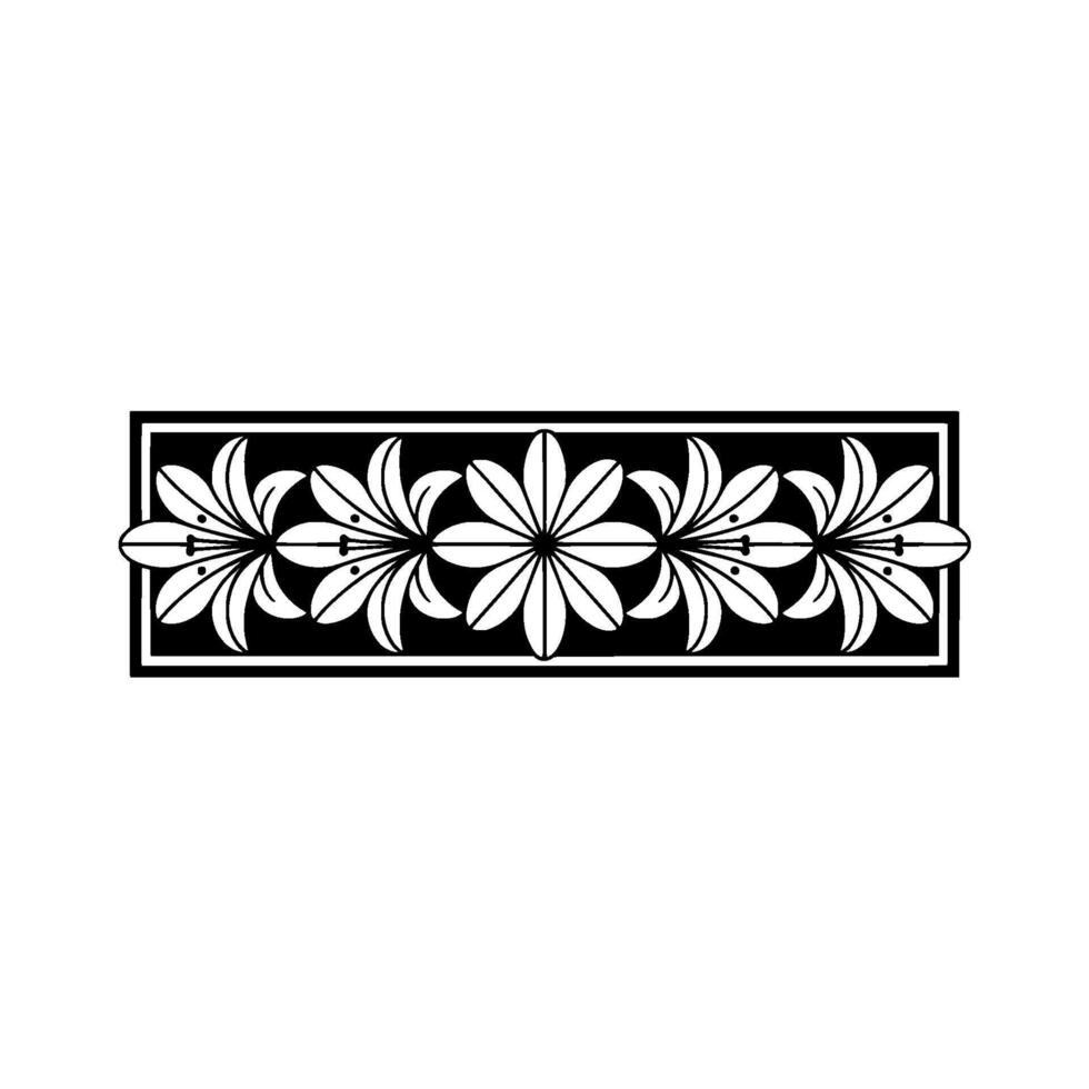 Elegant Black and White Floral Border for Digital Backgrounds and Decor. vector