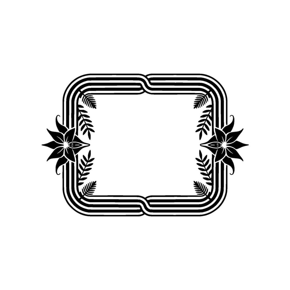 Floral Frame Elegant Black and White Element - . vector