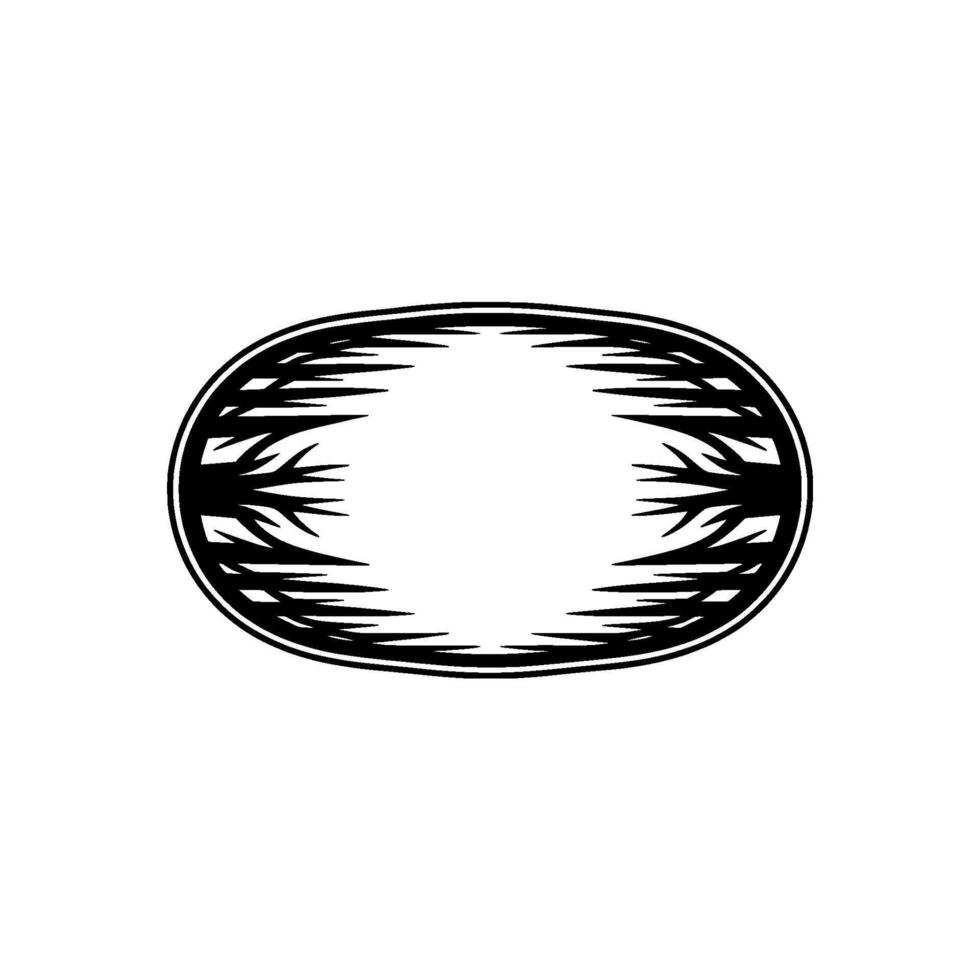 Abstract Oval Ornament, Black and White Silhouette, Modern Element. vector