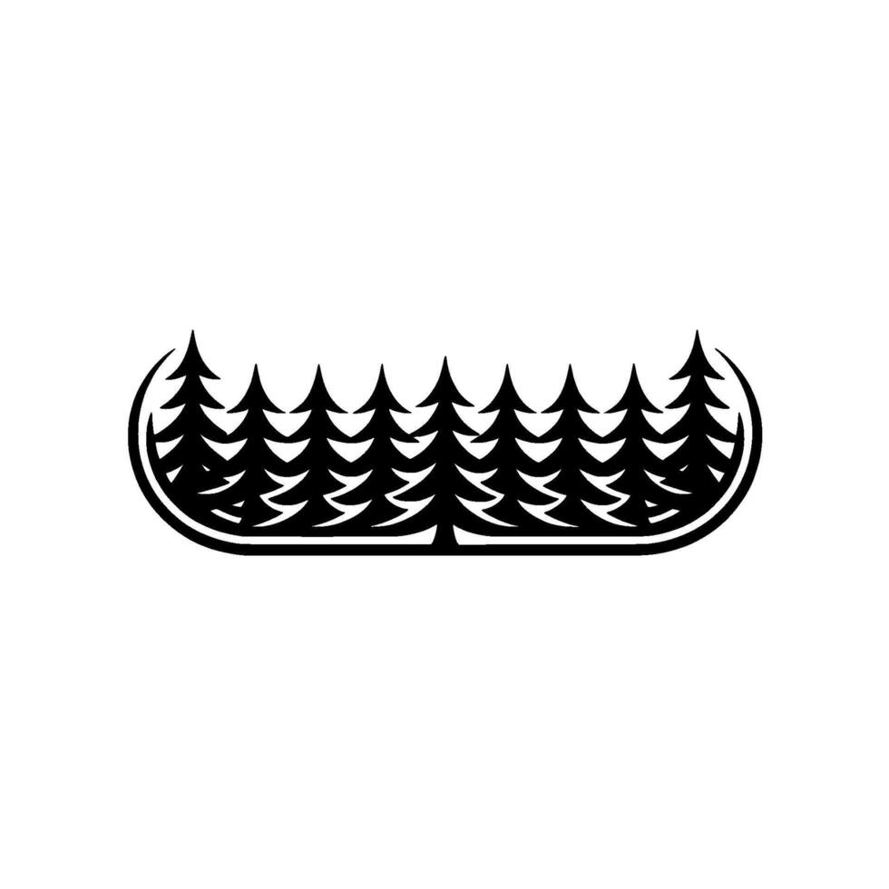 Minimalist Forest Silhouette with Curved Frame - Illustration. vector