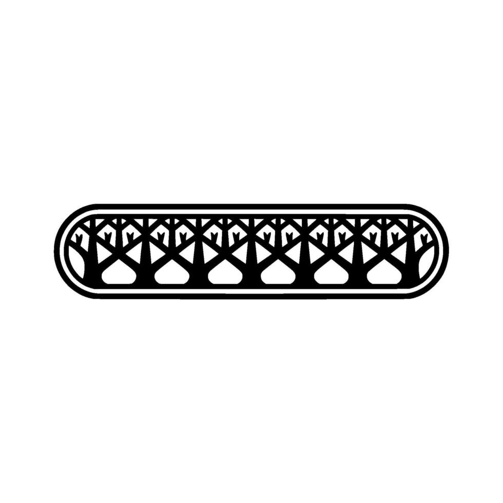 Minimalist Forest Silhouette Border, Black and White, Geometric. vector