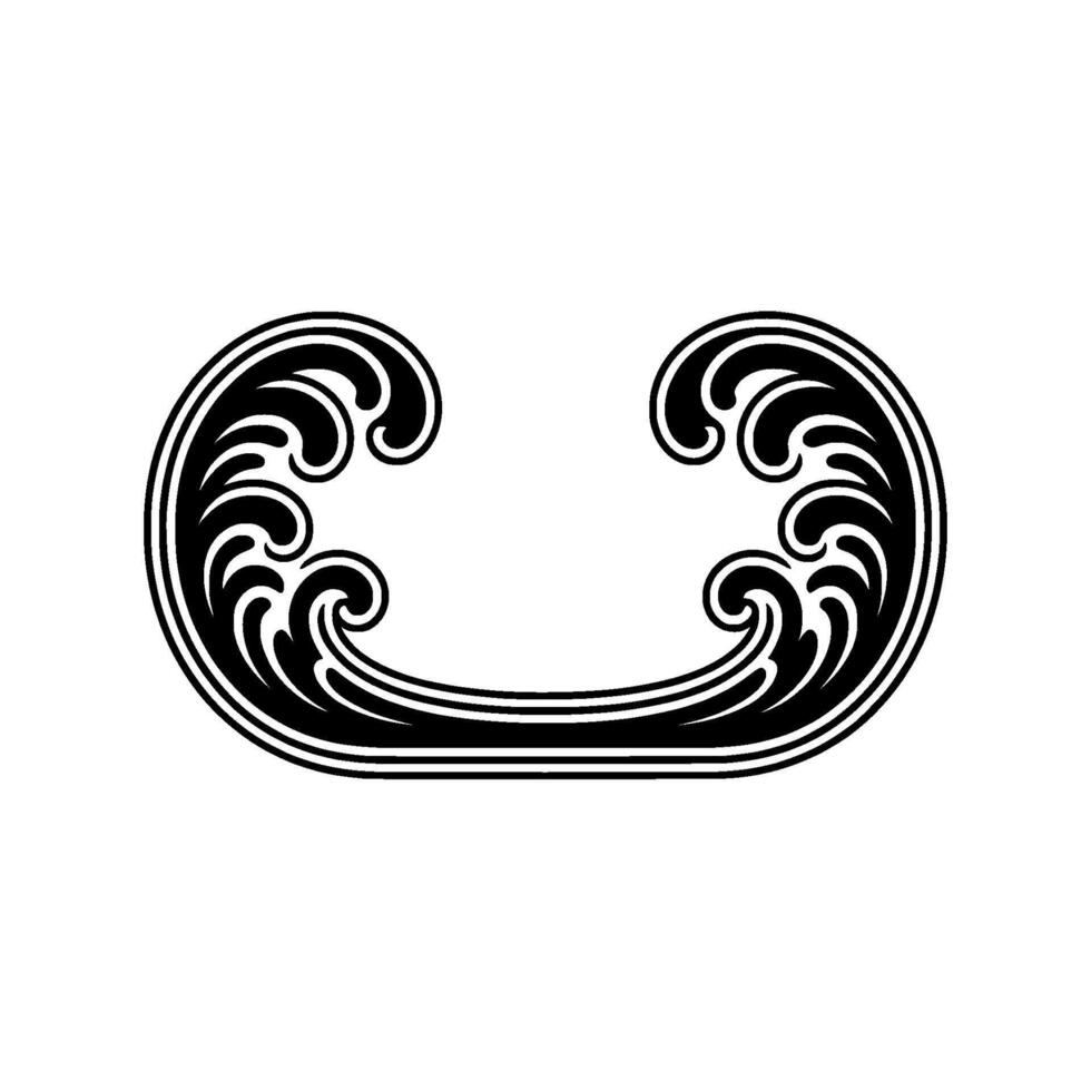 Ornate Black and White Scrollwork Element. vector