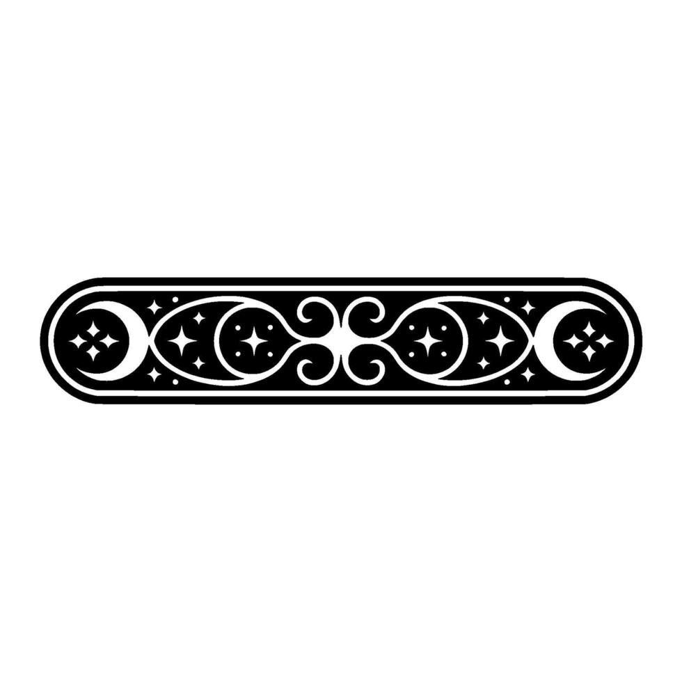 Elegant Black and White Celestial Border , Minimalist Pattern. vector