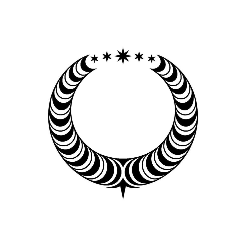 Geometric Starry Crest Emblem in Black White, Modern Minimalist. vector