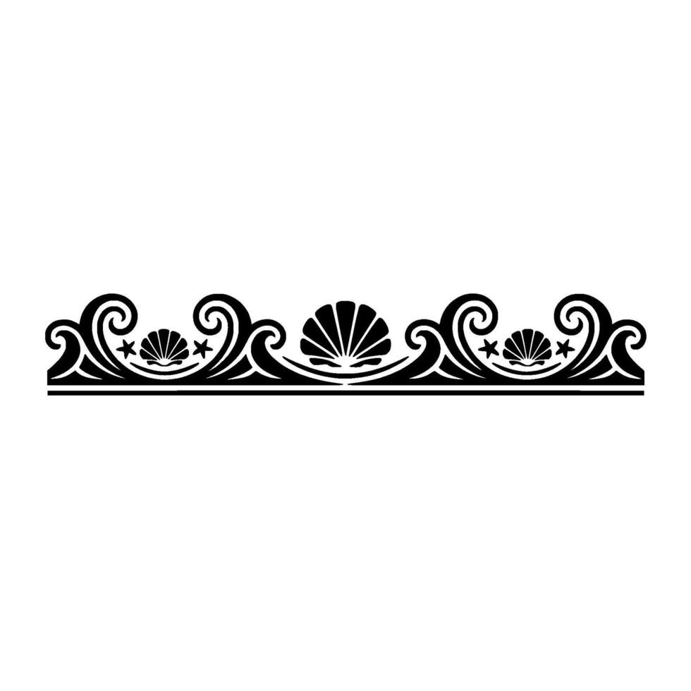 Elegant Seashell Border Illustration, Nautical Element. vector