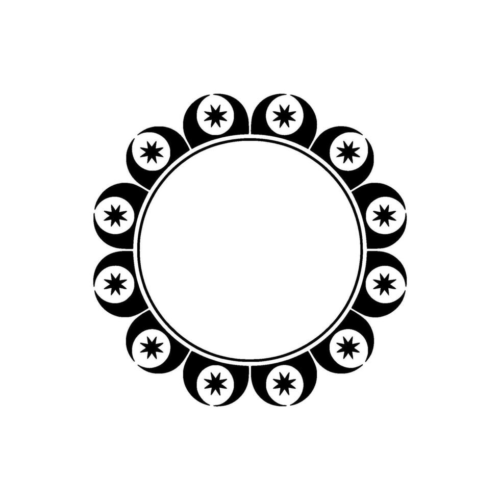 Circular Starburst Frame, Minimalist Black White. vector