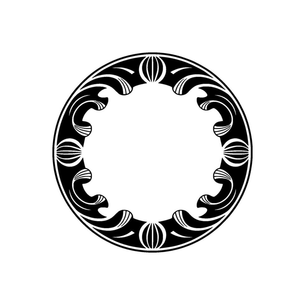 Art Deco Floral Circle Frame on White - Elegant Element. vector