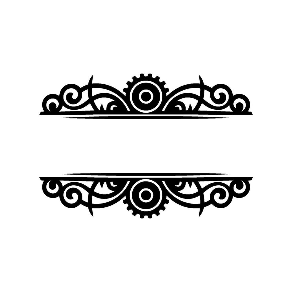 Ornamental Steampunk Frame with Gear and Swirl Elements. vector