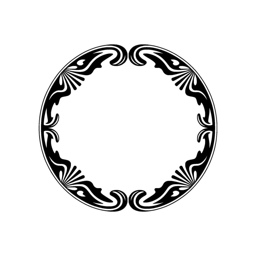 Art Nouveau Black and White Circular Decorative Frame. vector