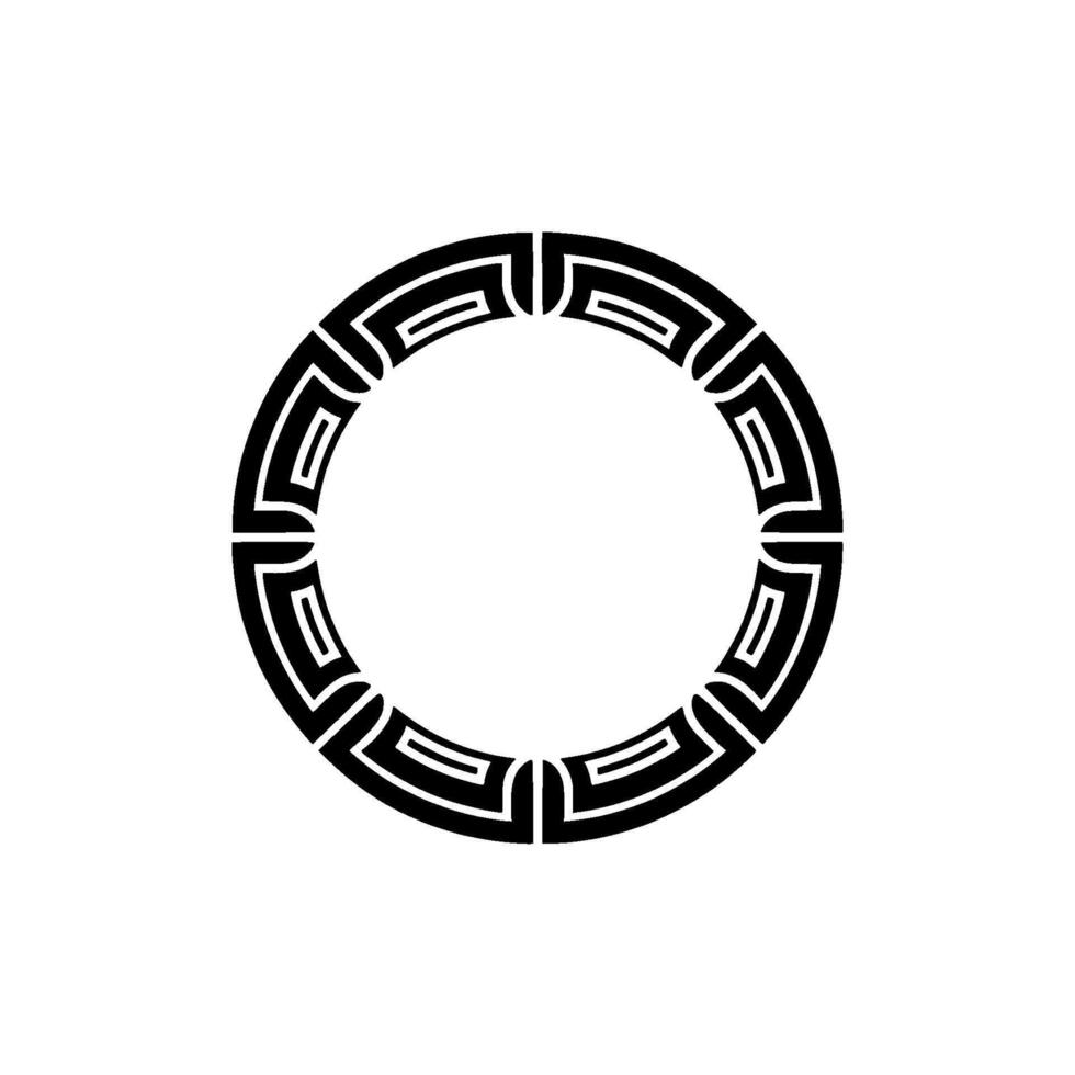 Greek Key Circle Frame - Minimalist Geometric on White. vector