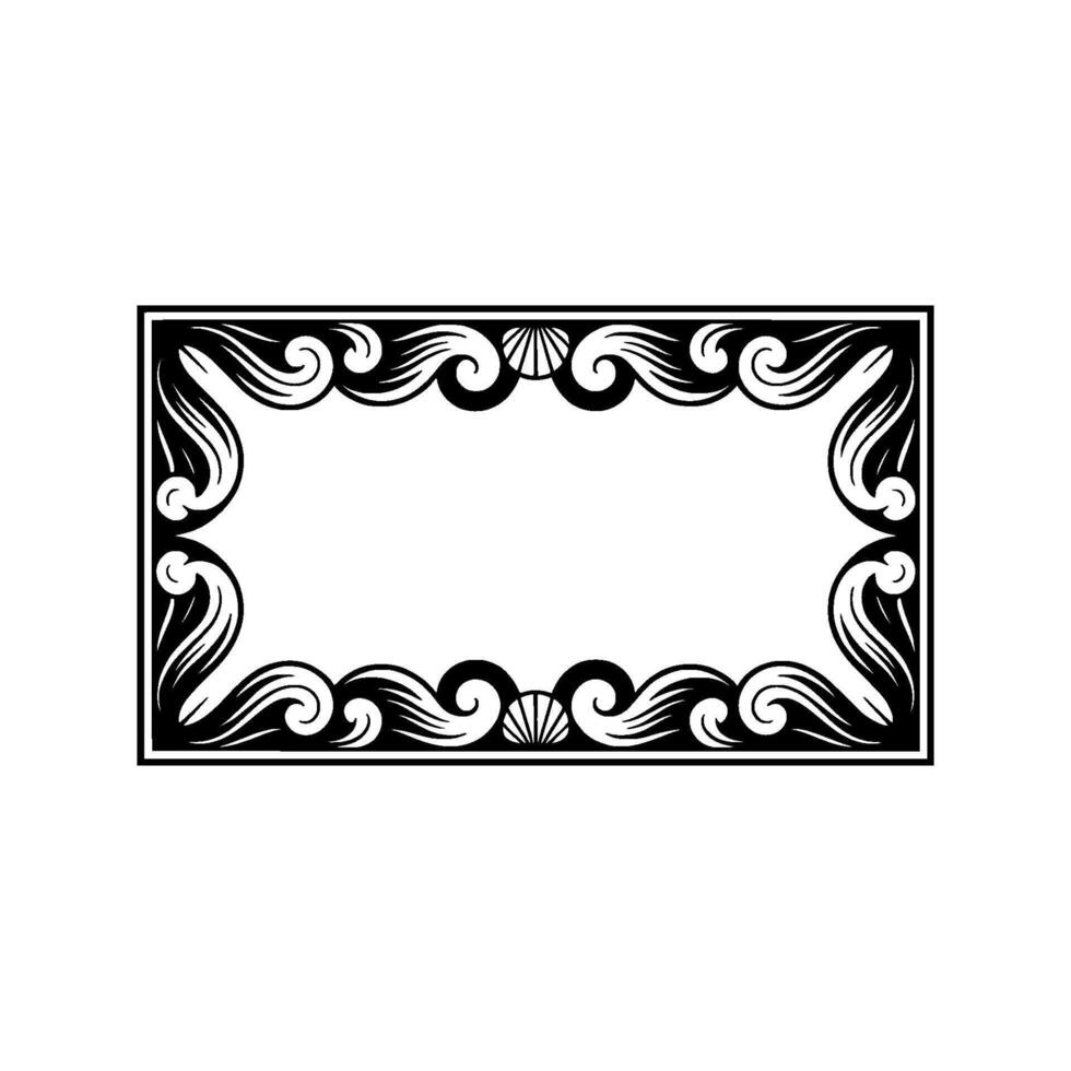 Elegant Art Deco Frame, Black and White Decorative Element. vector