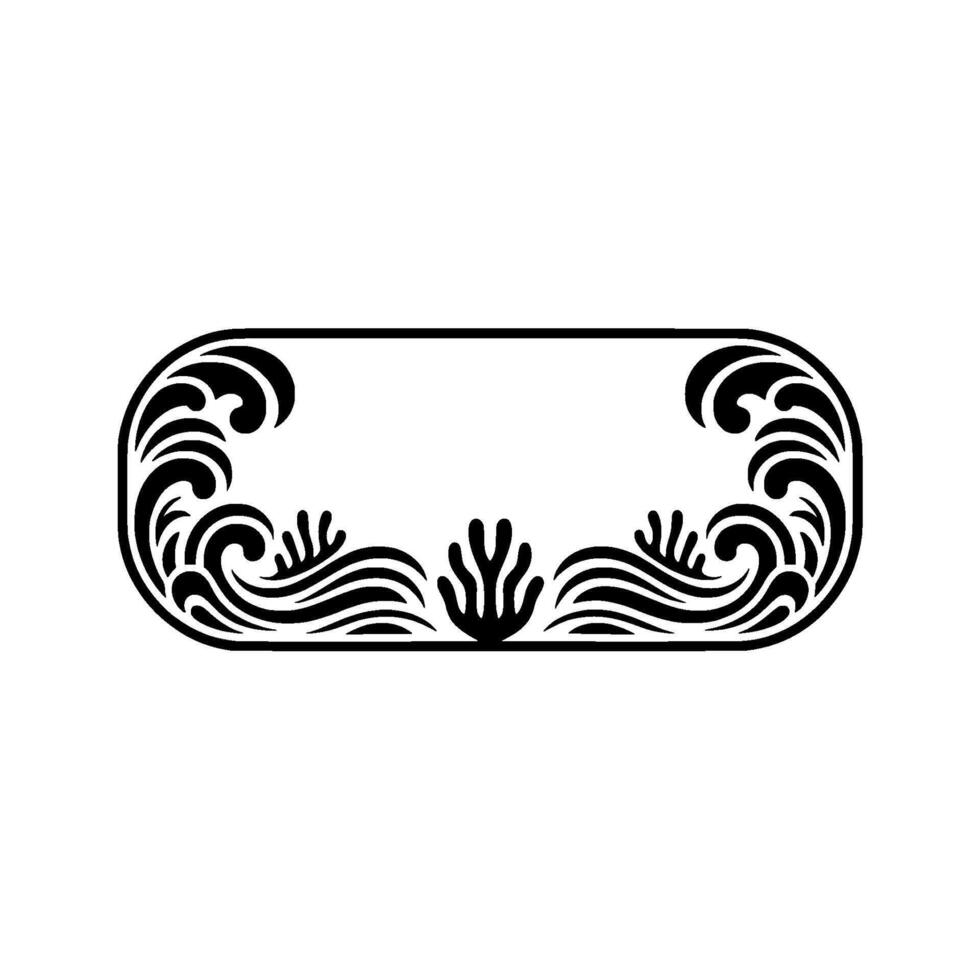 Ornamental Marine Frame Black and White Illustration. vector
