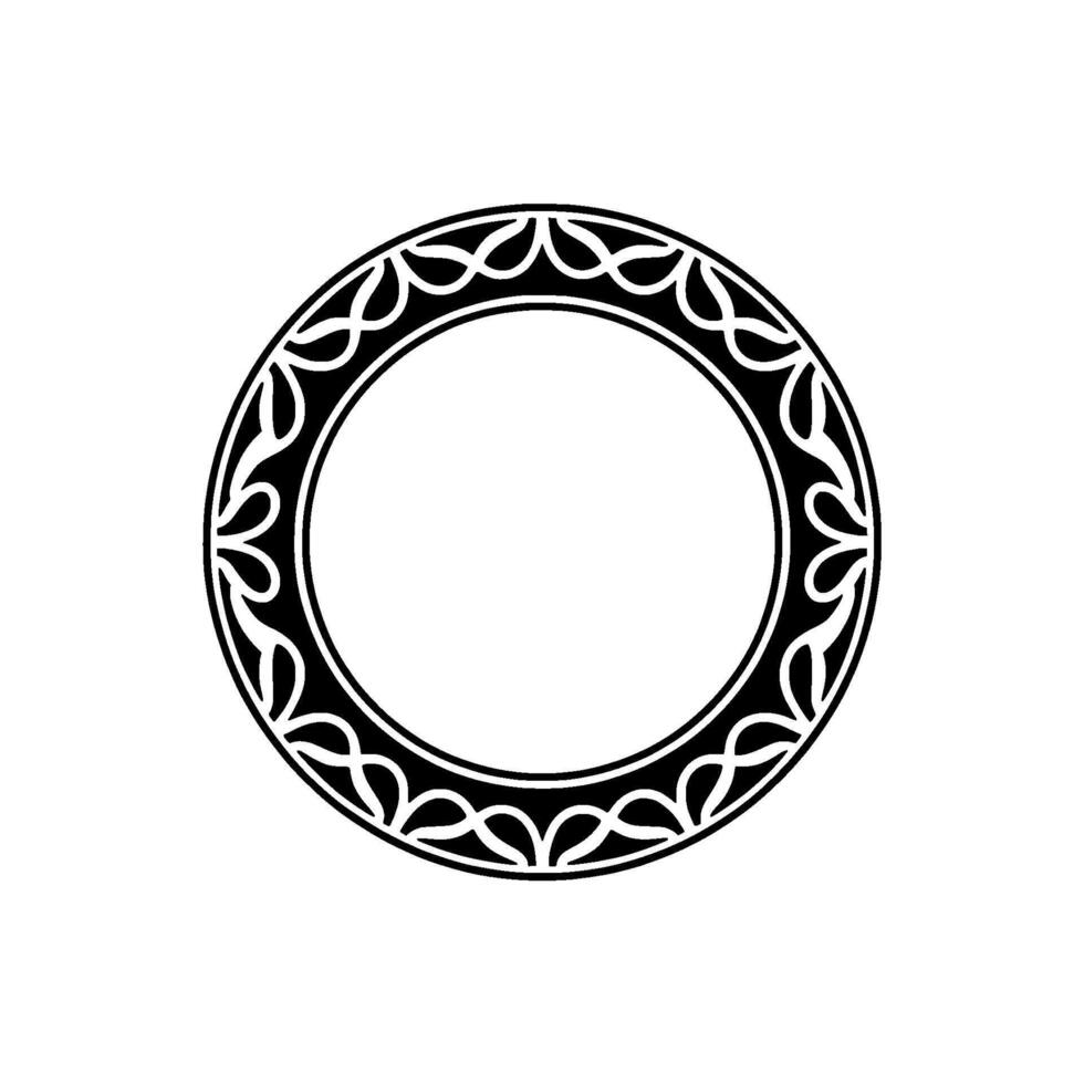Elegant Black and White Ornamental Circle Frame on White Background. vector