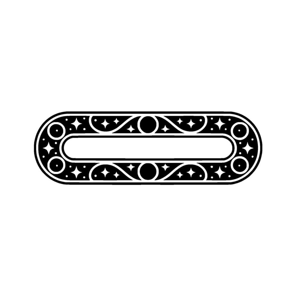 Elegant Art Deco Oval Frame with Starry Decorations on White Background. vector