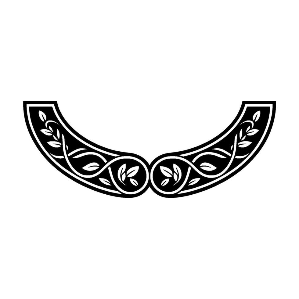 Elegant Black and White Floral Crest on White Background. vector
