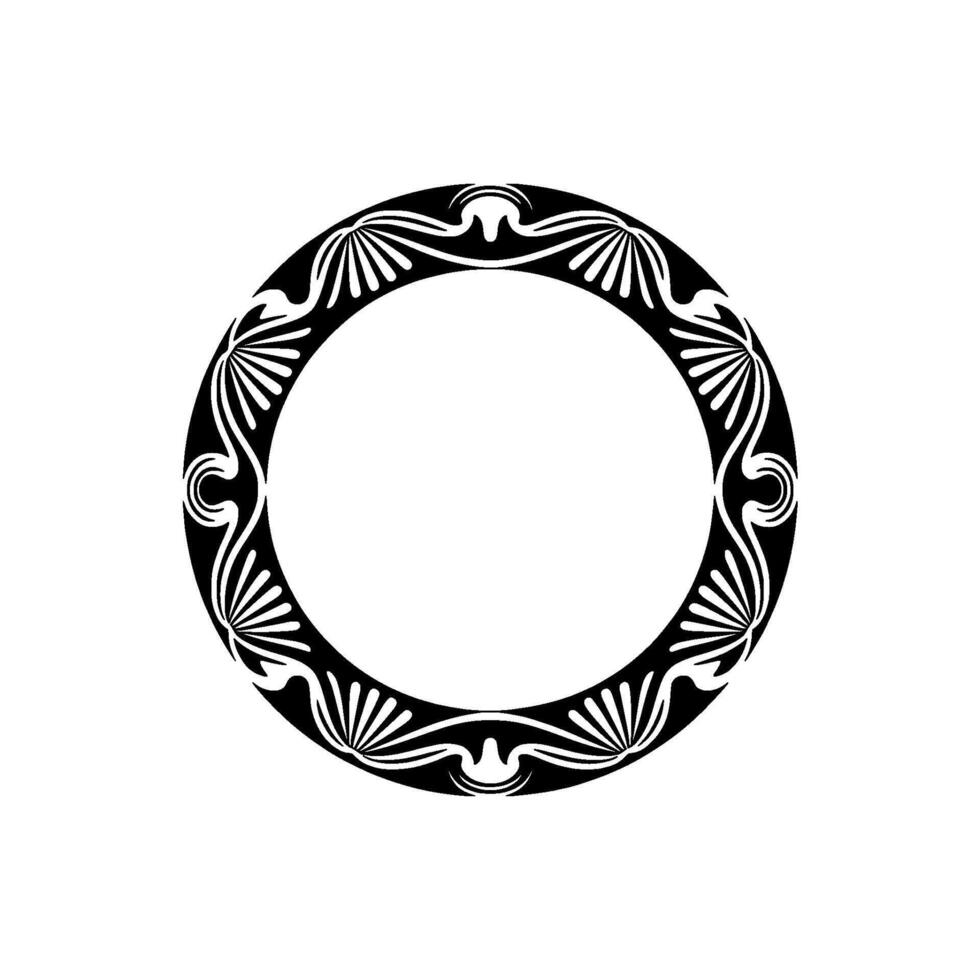 Art Deco Circular Frame with Floral Motif - Illustration. vector