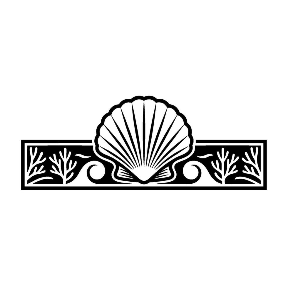 Art Deco Seashell Border Element - Elegant. vector