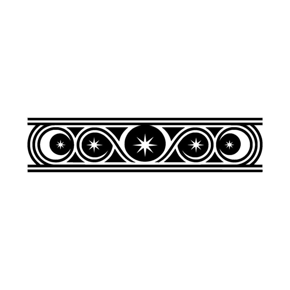 Celestial Border Ornament Stars, Moons, and Swirls, Elegant Line Art. vector