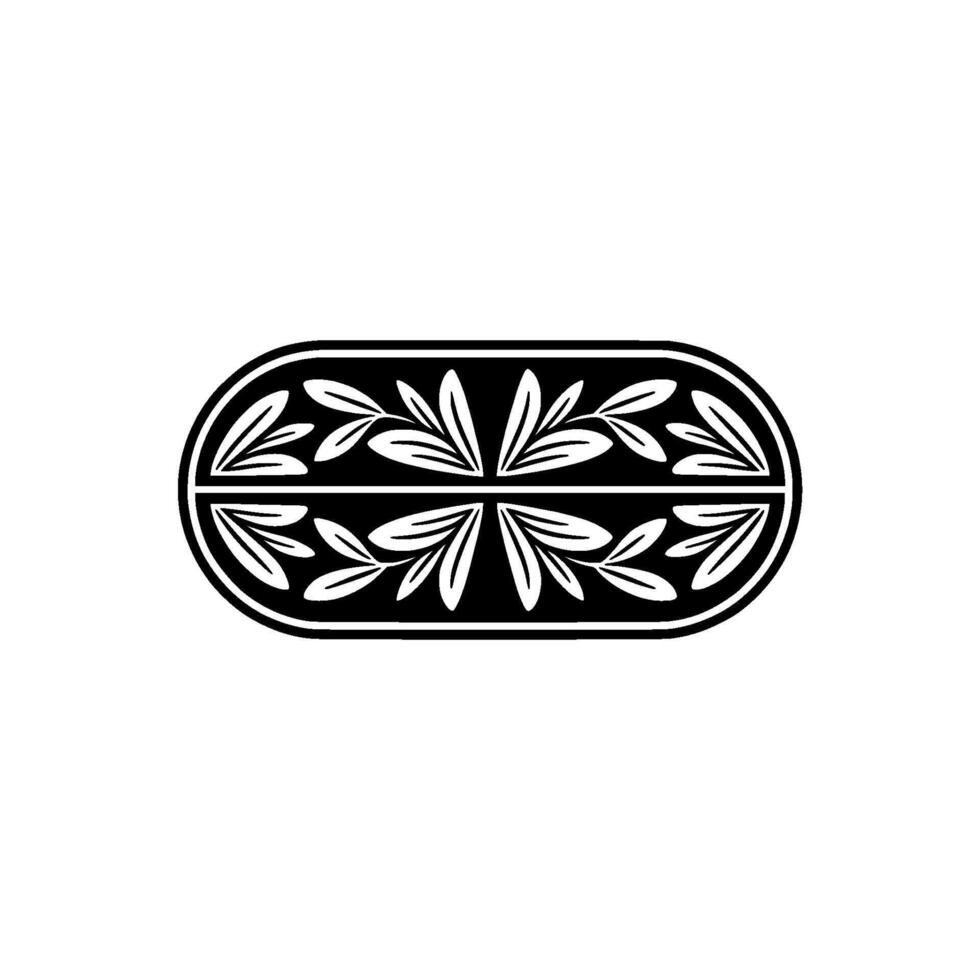 Geometric Leaf Pattern on White Background, Decorative Element. vector