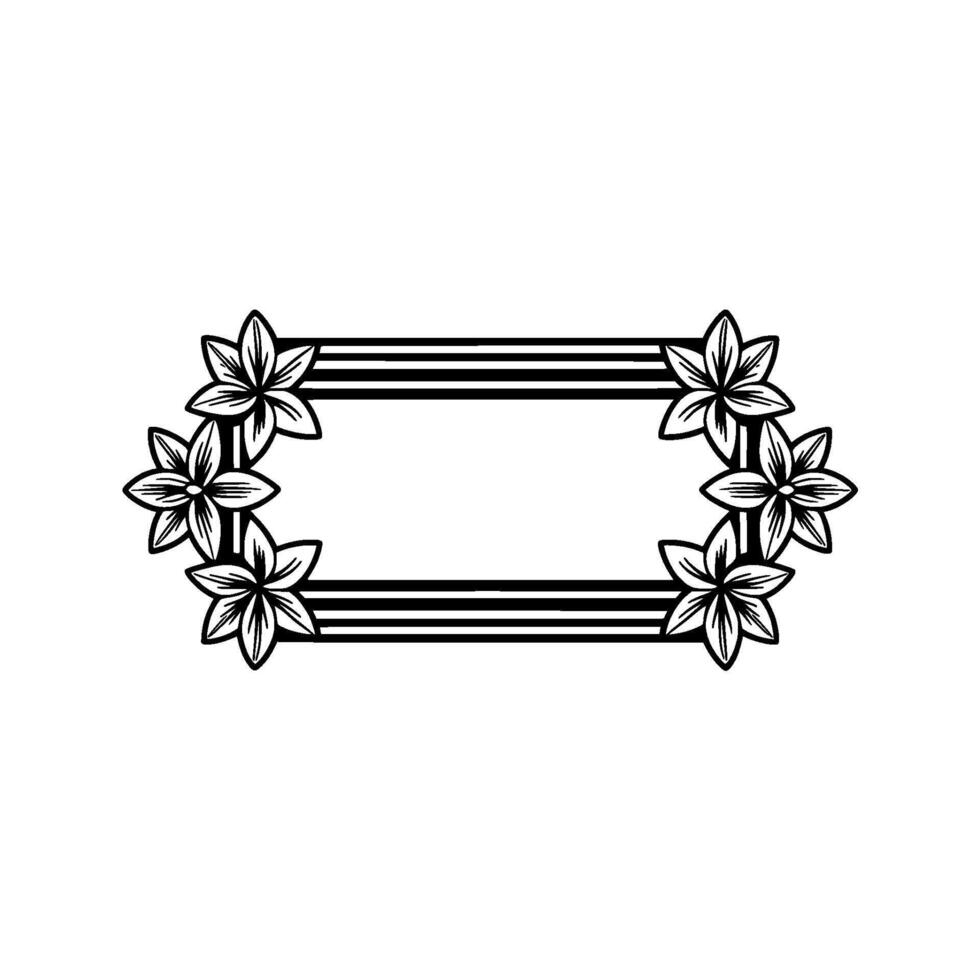 Floral Frame with Black Stripes - Elegant. vector