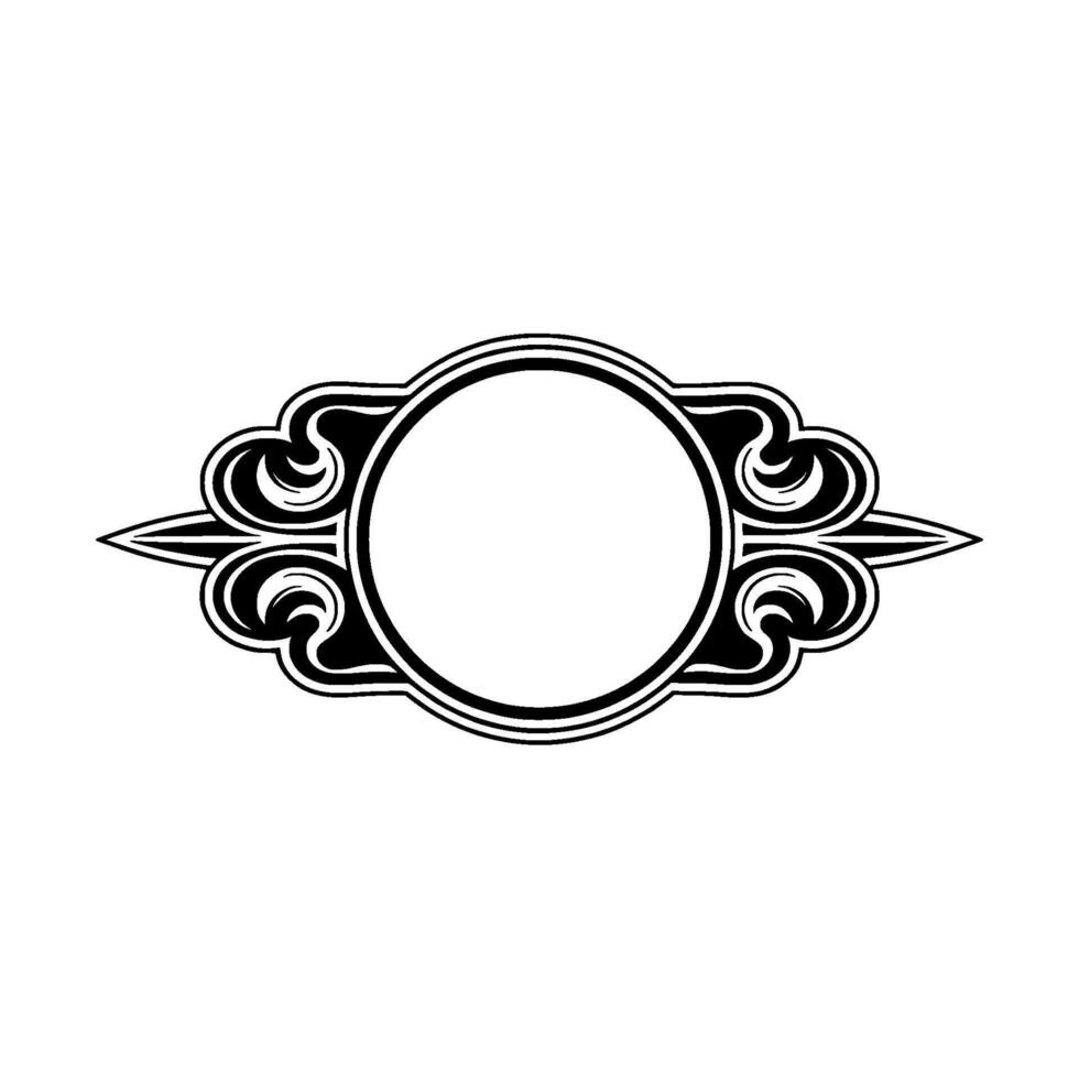 Elegant Black White Decorative Frame with Ornate Swirls. vector