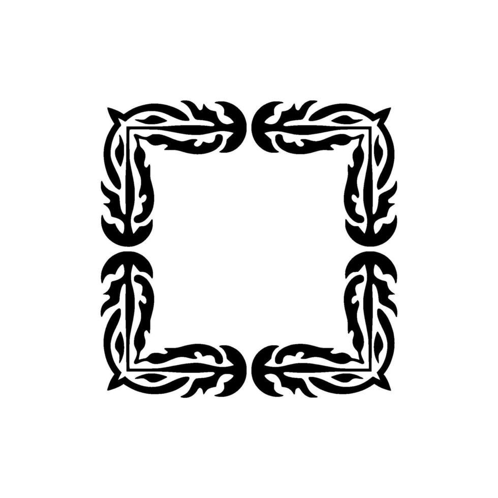 Modern Floral Corner Frame Geometric Border on White. vector