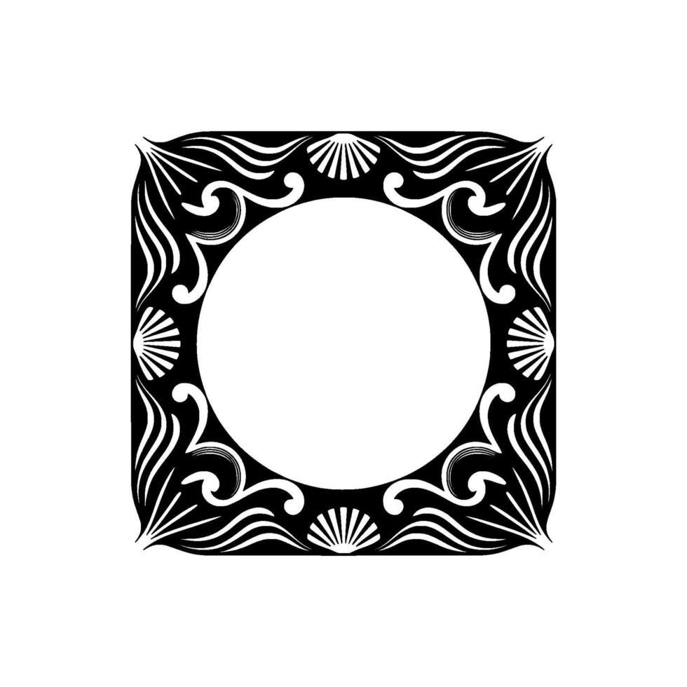 Elegant Art Deco Frame Black White Decorative Border for Elements. vector