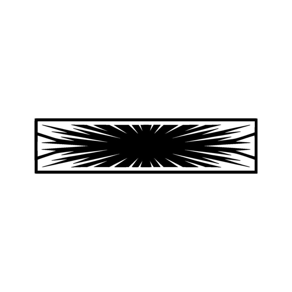 Black Bursting Starburst Rectangle - Abstract Comic Book. vector