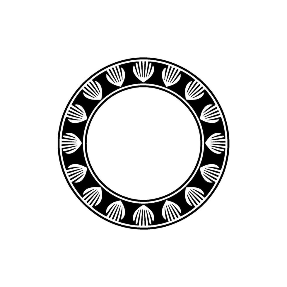 Circular Art Deco Frame, Black and White Decorative Border. vector