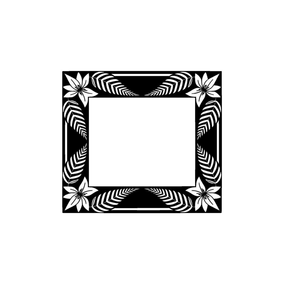 Elegant Black White Tropical Frame Template. vector