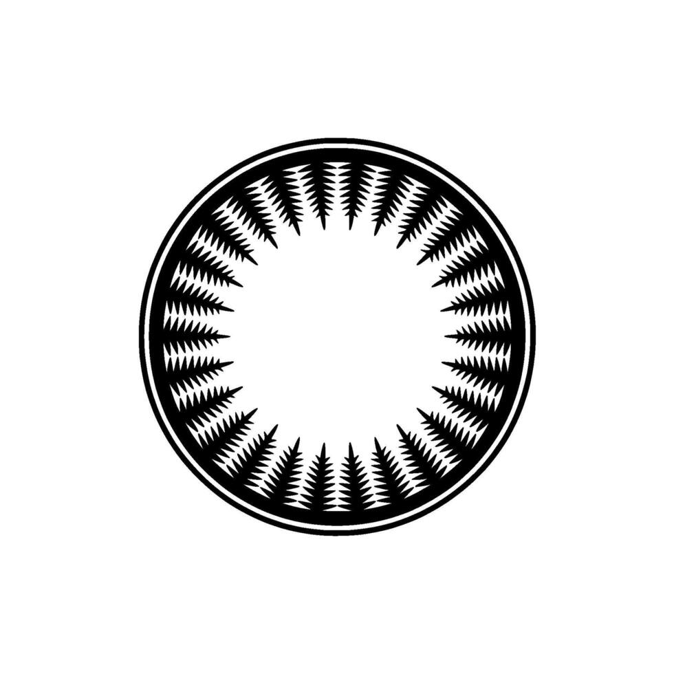 Circular Black and White Pattern with Fir Tree Silhouette. vector