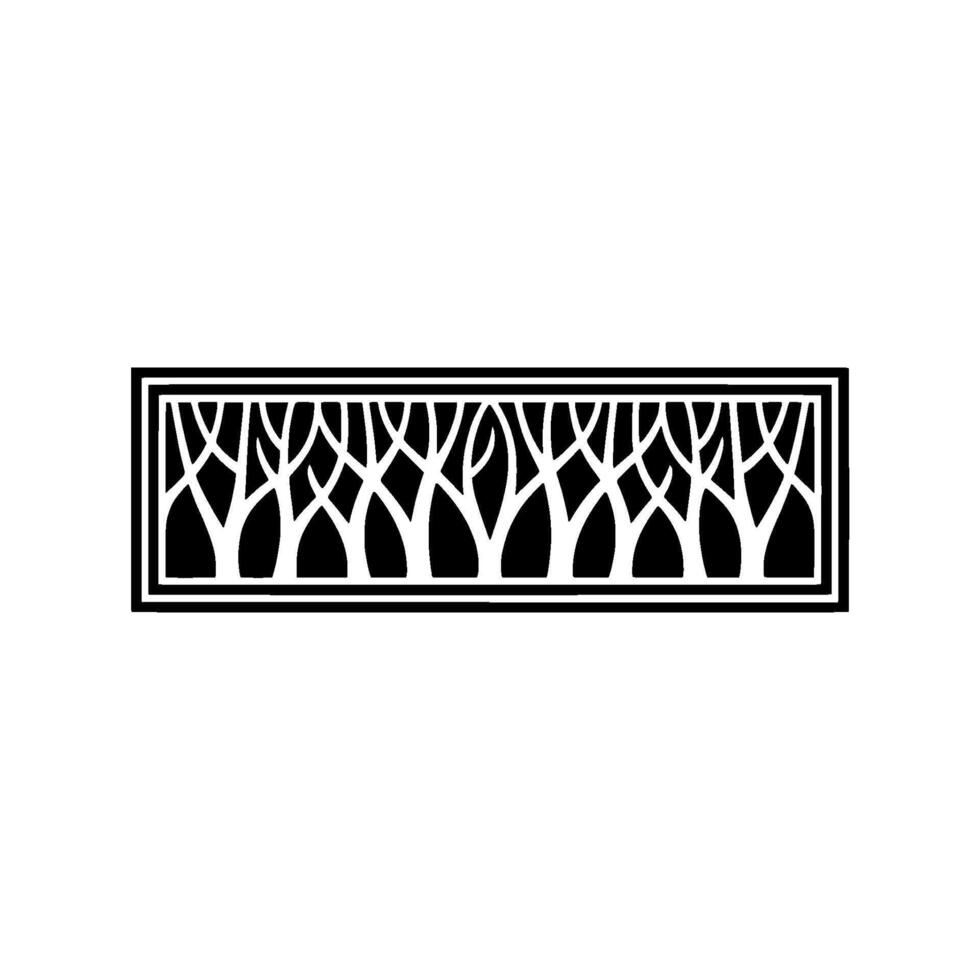 Modern Geometric Forest Silhouette Border , Monochrome, Decorative Element. vector