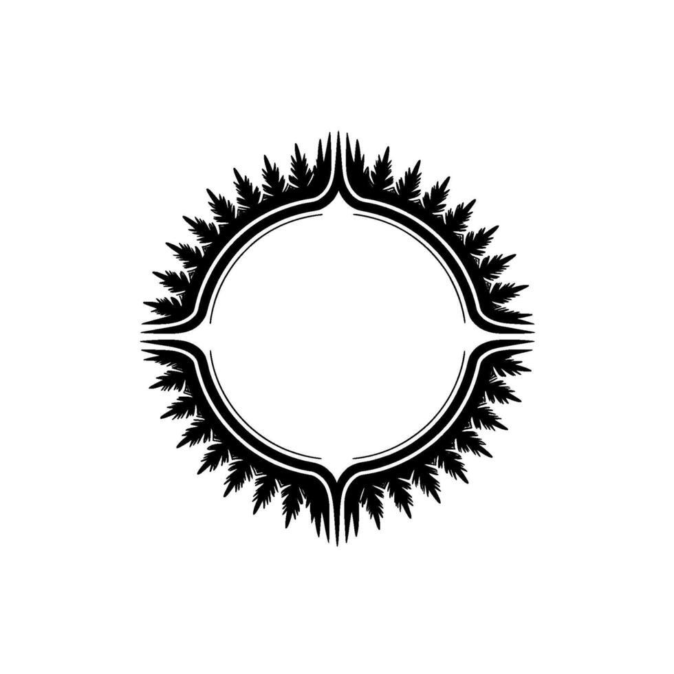 Elegant Black White Floral Circular Frame for Elements. vector