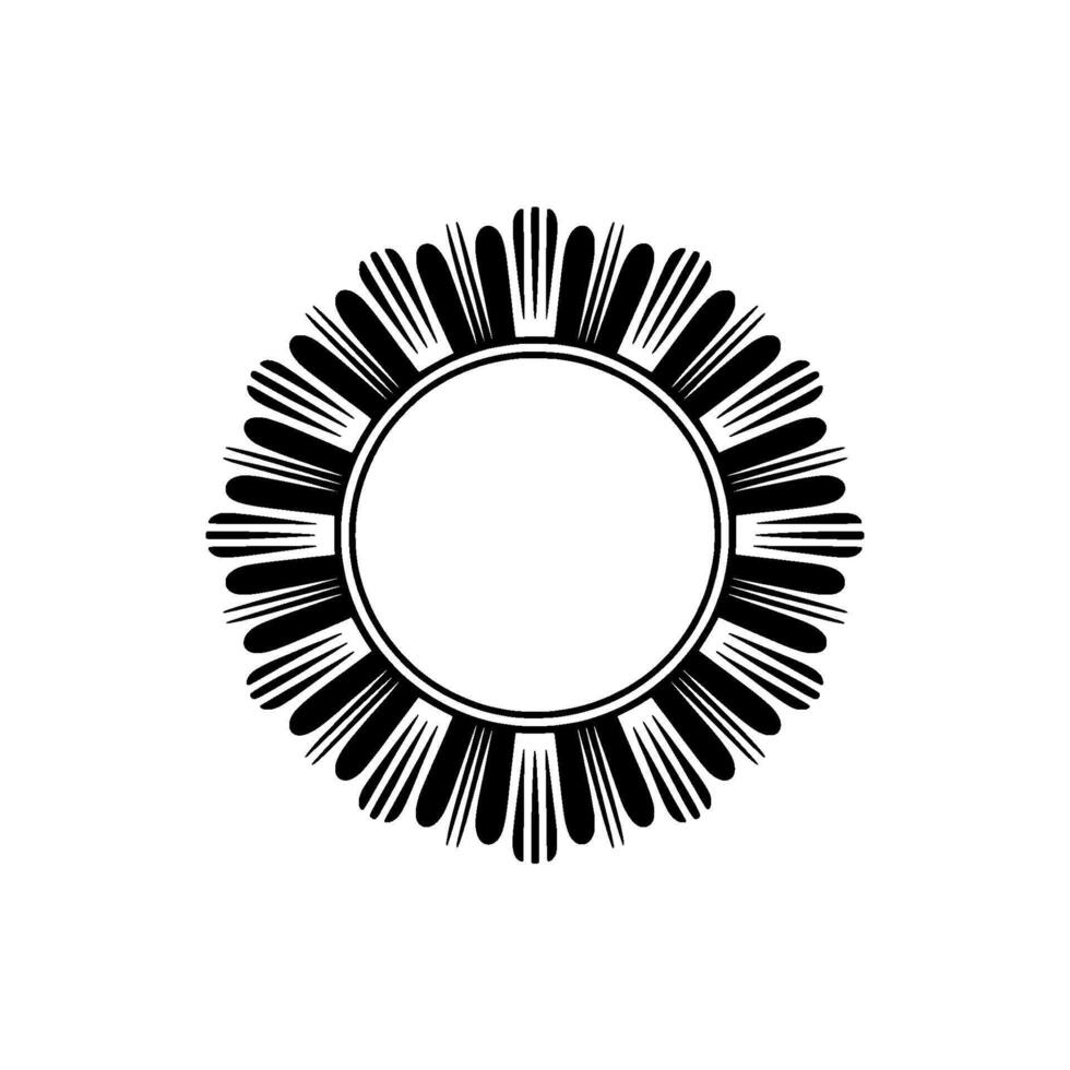Art Deco Sunburst Frame, Black White Element. vector