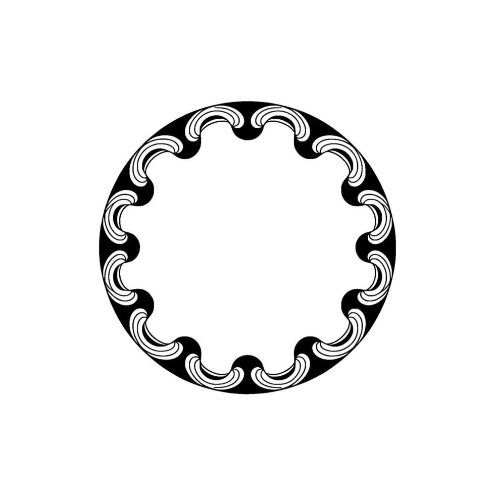 Geometric Art Deco Circle Border with Waves, Minimalist. vector