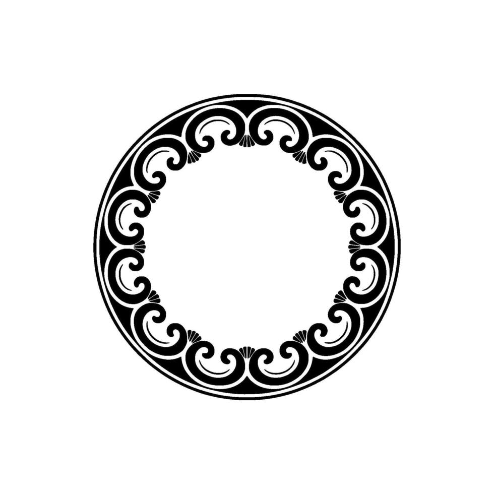 Elegant Circular Flourish , Illustration, Black on White, Vintage Border. vector