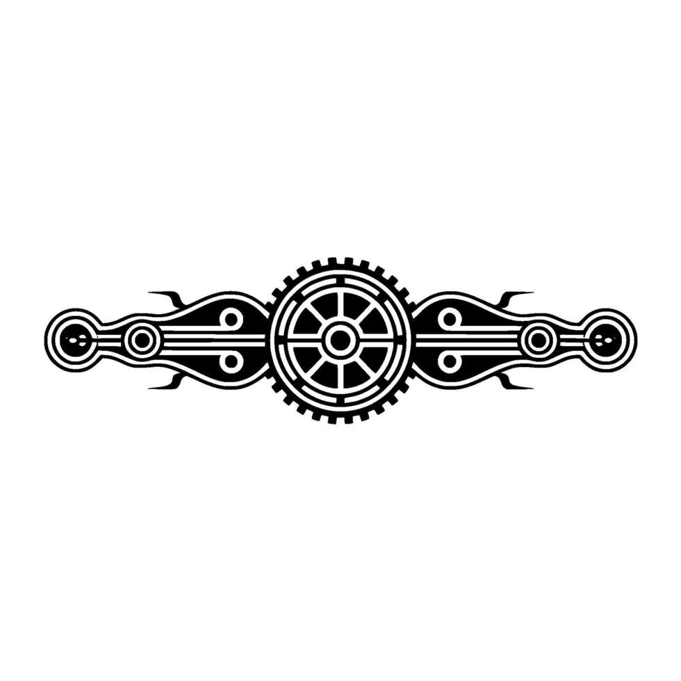 Geometric Ornament Art Deco Wheel on White. vector