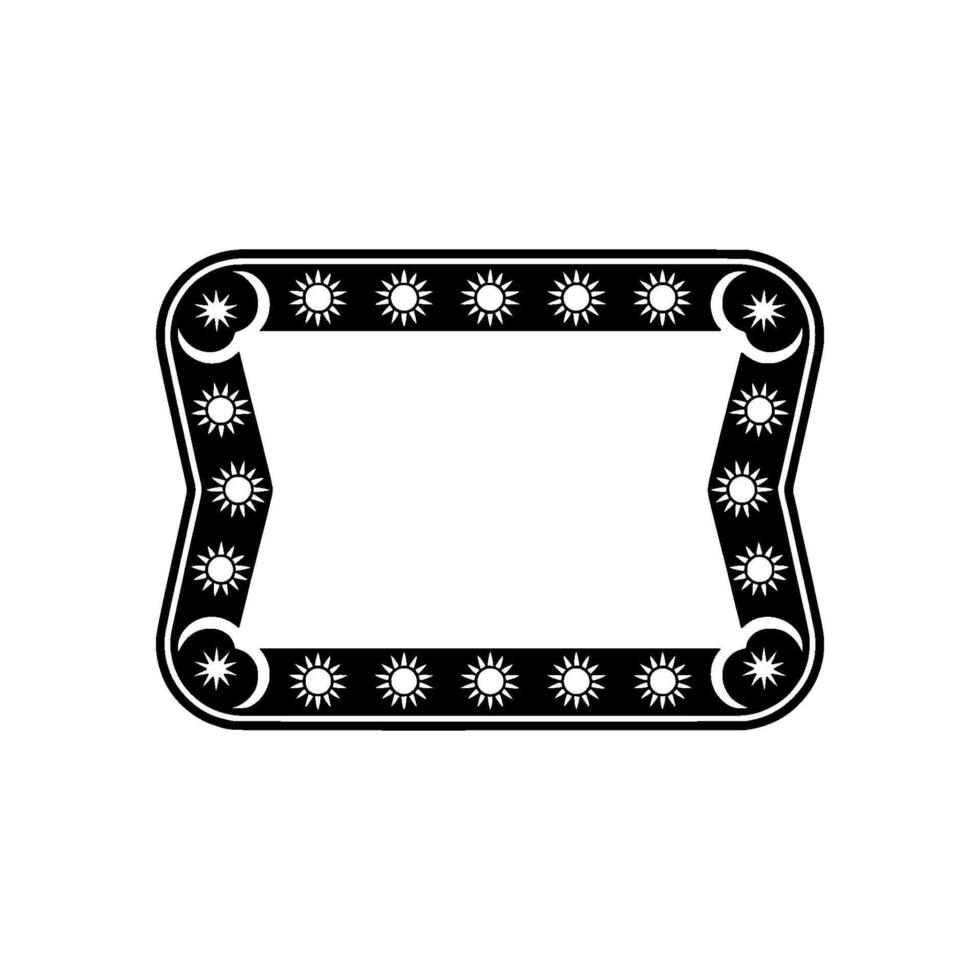 Celestial Frame Sun and Moon Border, Retro. vector