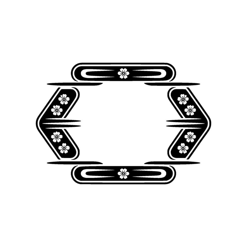 Geometric Floral Frame in Black and White. vector