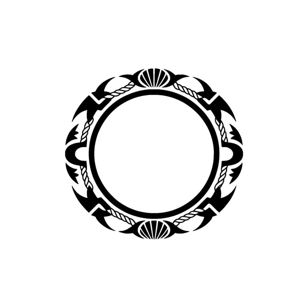Decorative Nautical Circle Frame - Minimalist. vector
