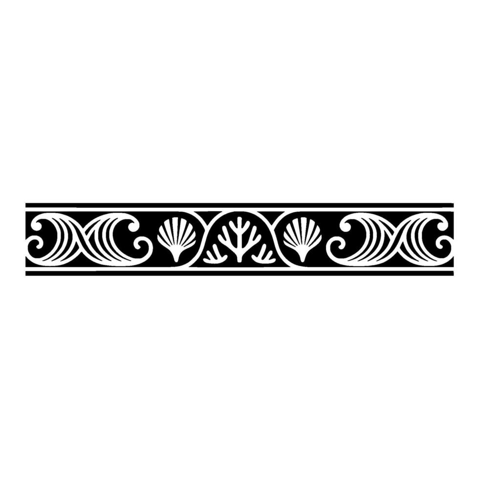 Black and White Ocean-Themed Border Element. vector