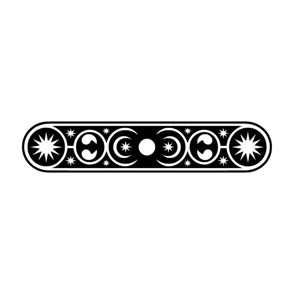 Celestial Ornament Moon, Stars, Dot Motif in Black and White. vector
