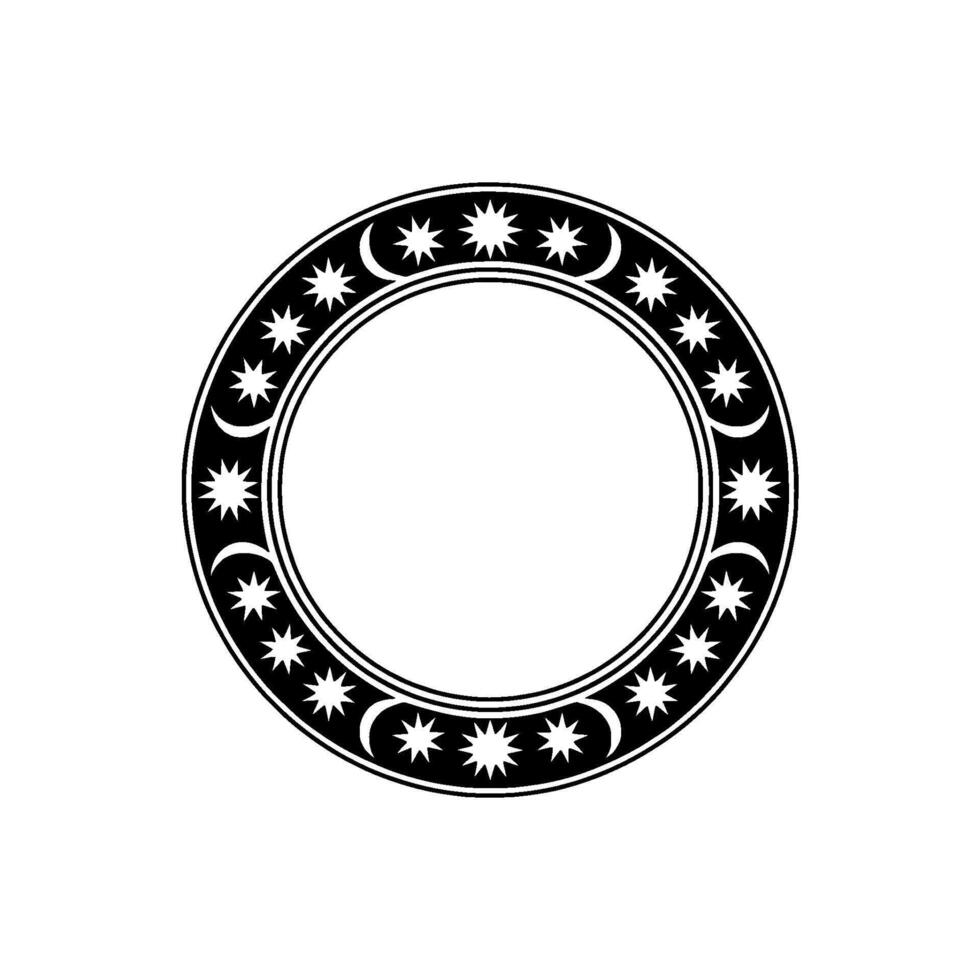 Celestial Circle Pattern Star Crescent Moon Ornamental , Minimalist. vector