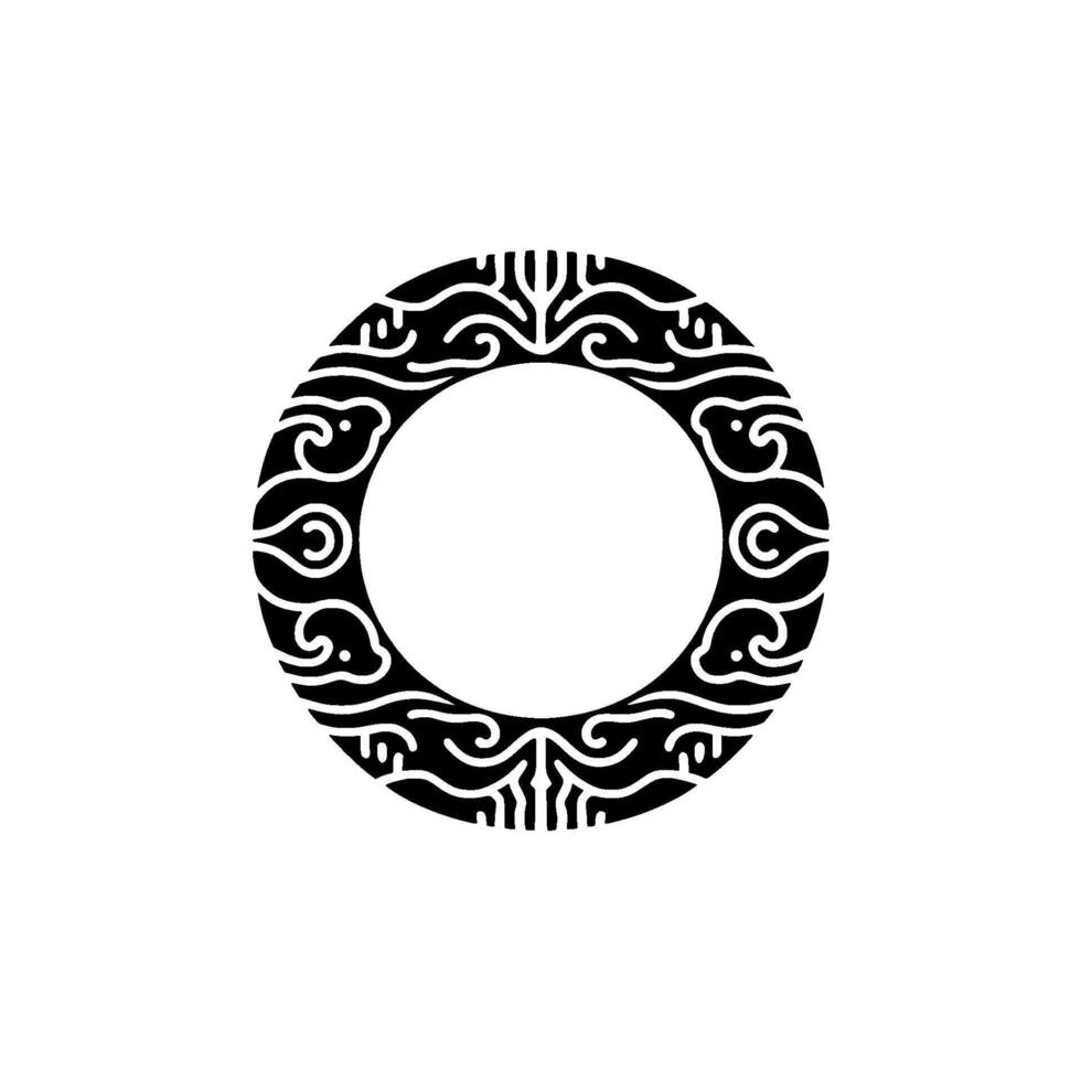 Black White Decorative Ring Element on Folded Paper. vector